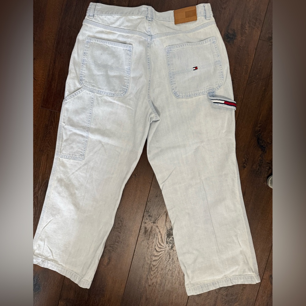 Vintage Y2K Tommy Hilfiger Carpenter Baggy Crop Light Blue Denim Jeans